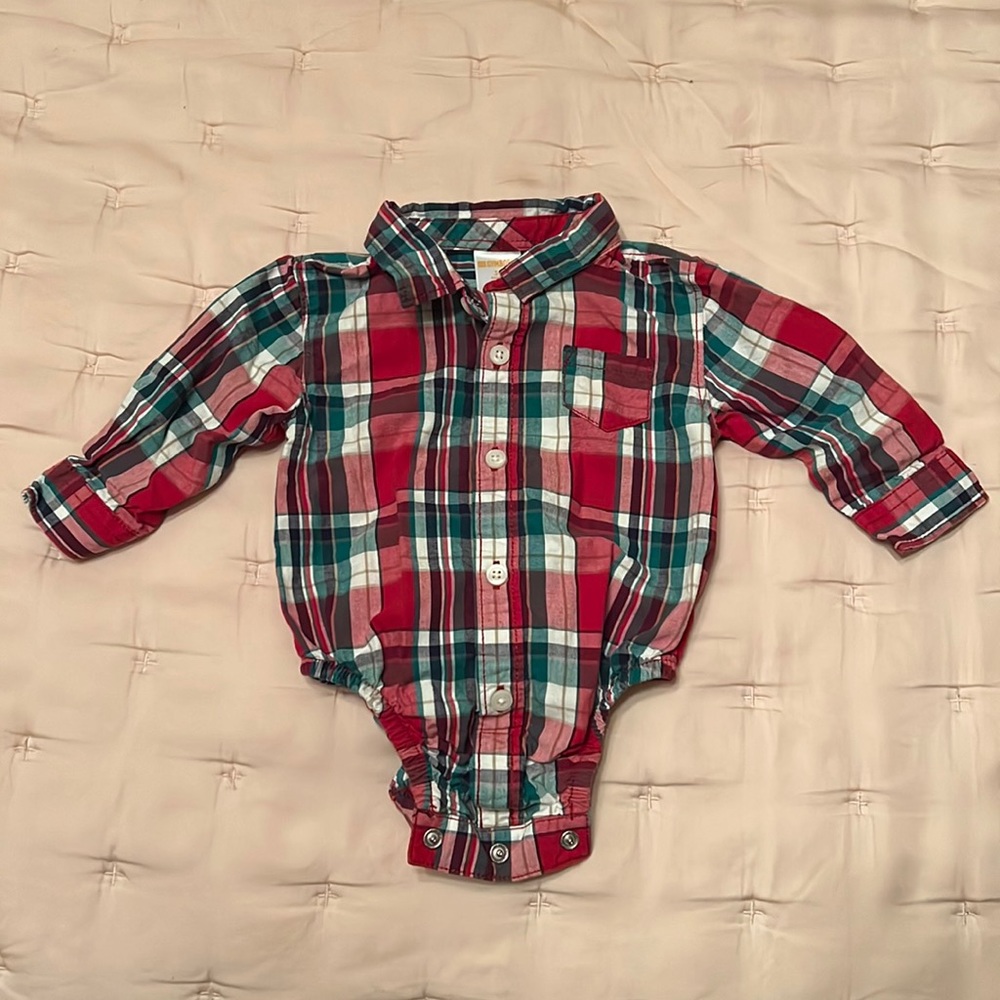 Christmas dress shirt onsie